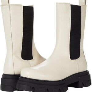 Steve Madden Women's Echoe Chelsea Boot Ivory Leather 6